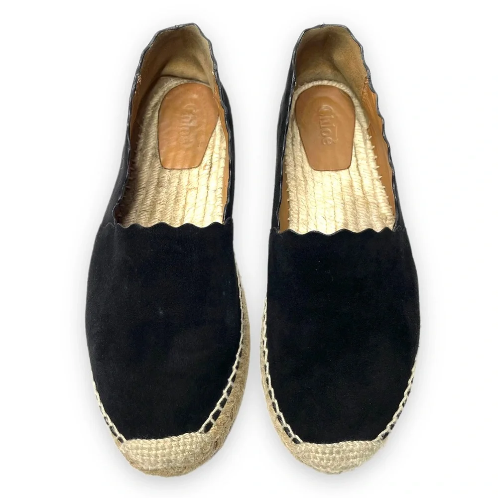 Chloe | Lauren Espadrille Flat in Black Suede